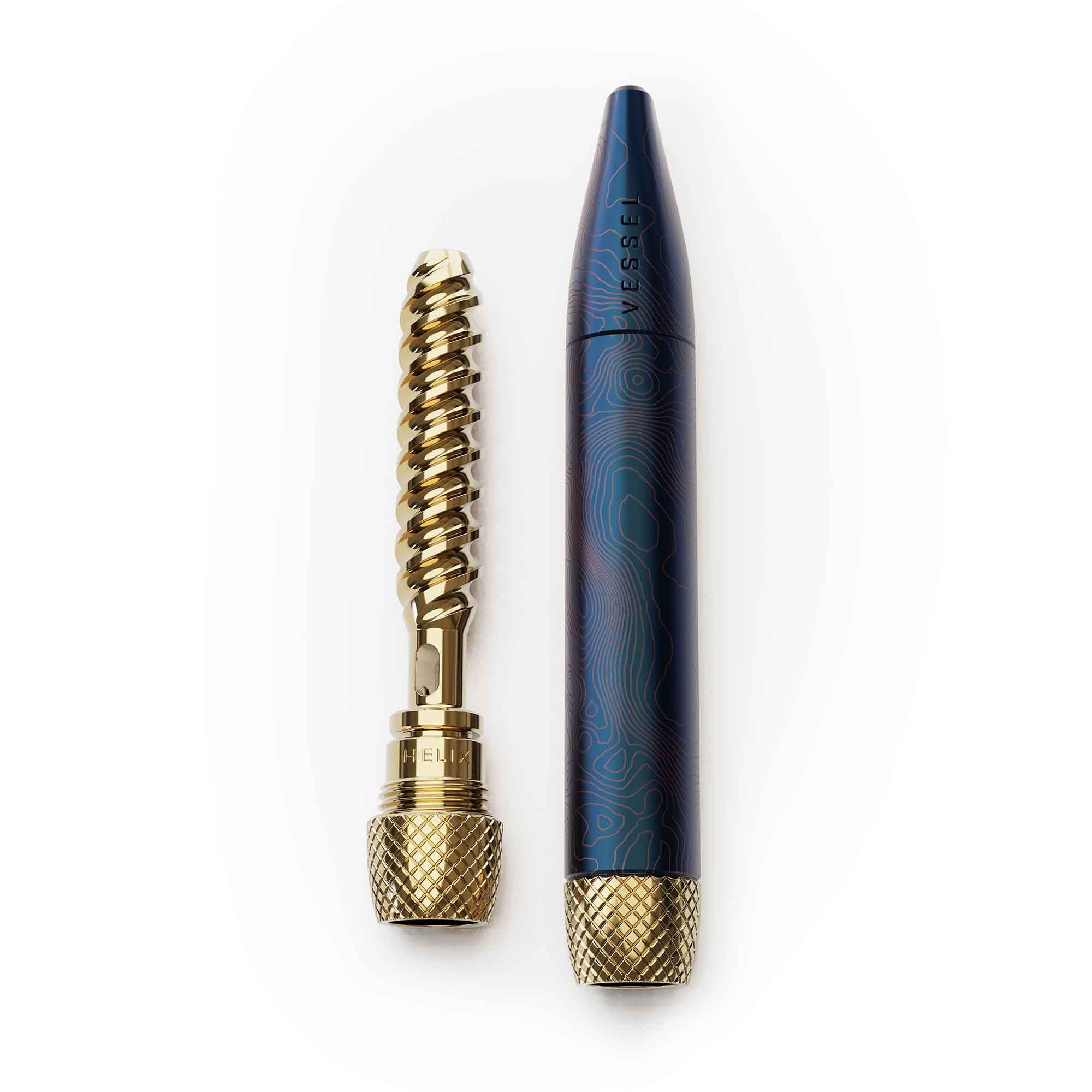 Vessel pen in blue with Helix mouthpiece