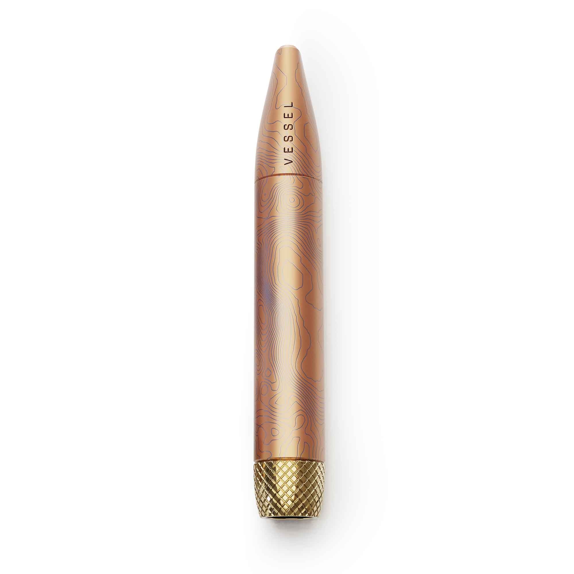 Vessel pen in rose gold with gold accents
