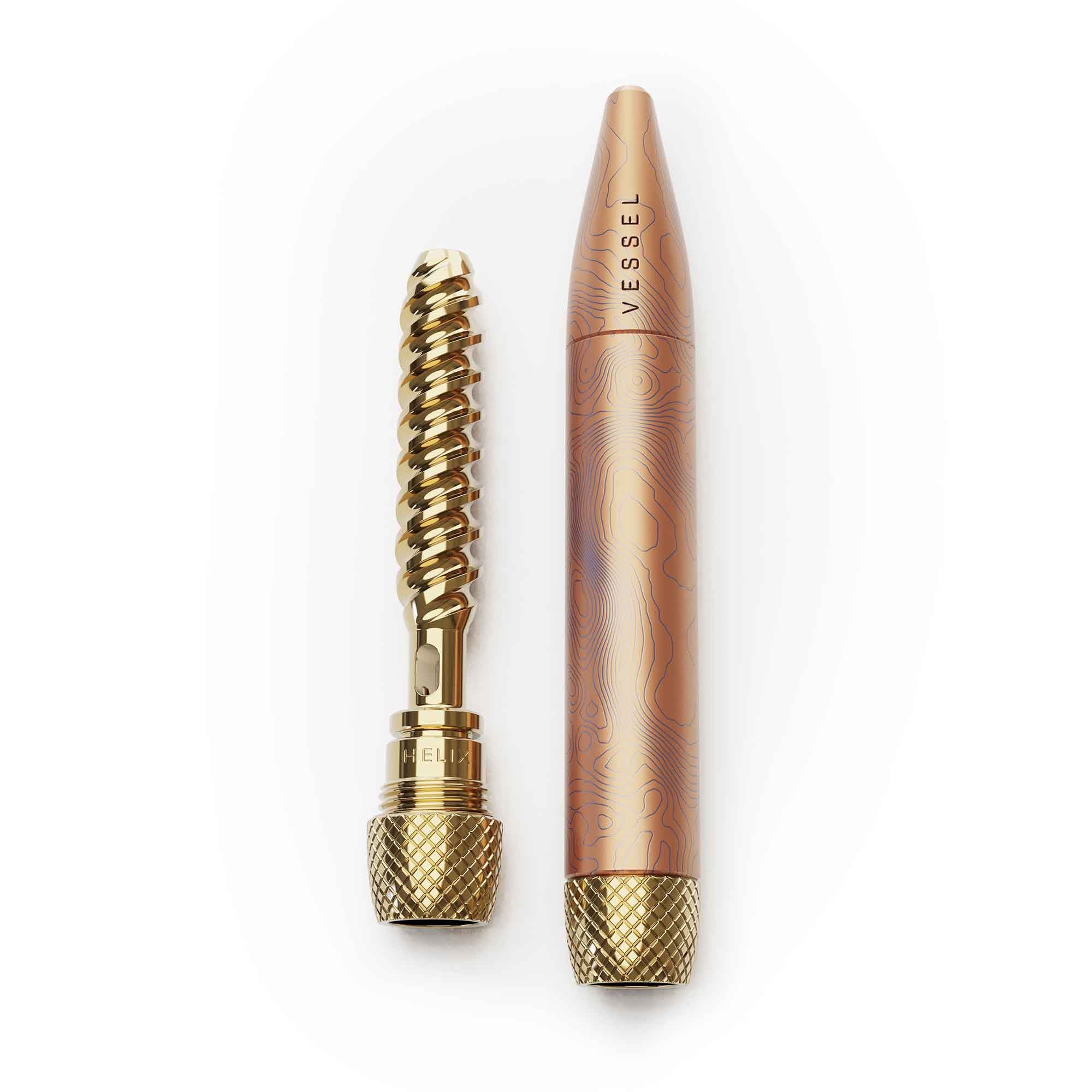 Vessel pen in rose gold disassembled