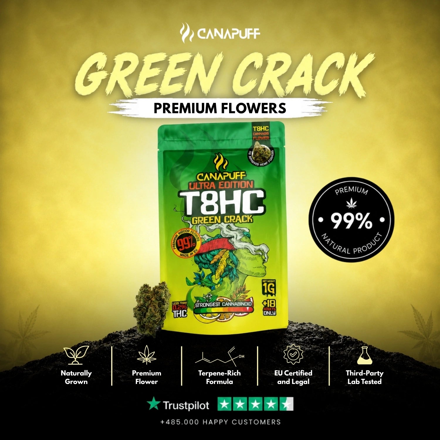 T8HC Blüten Green Crack Ultra Edition 99%