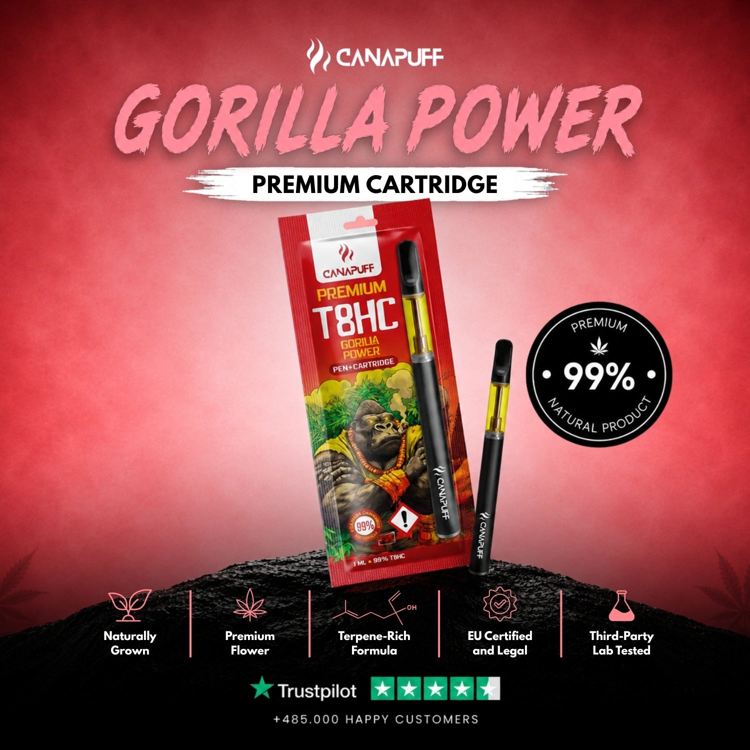 T8HC Pen+Kartusche Gorilla Power 99%