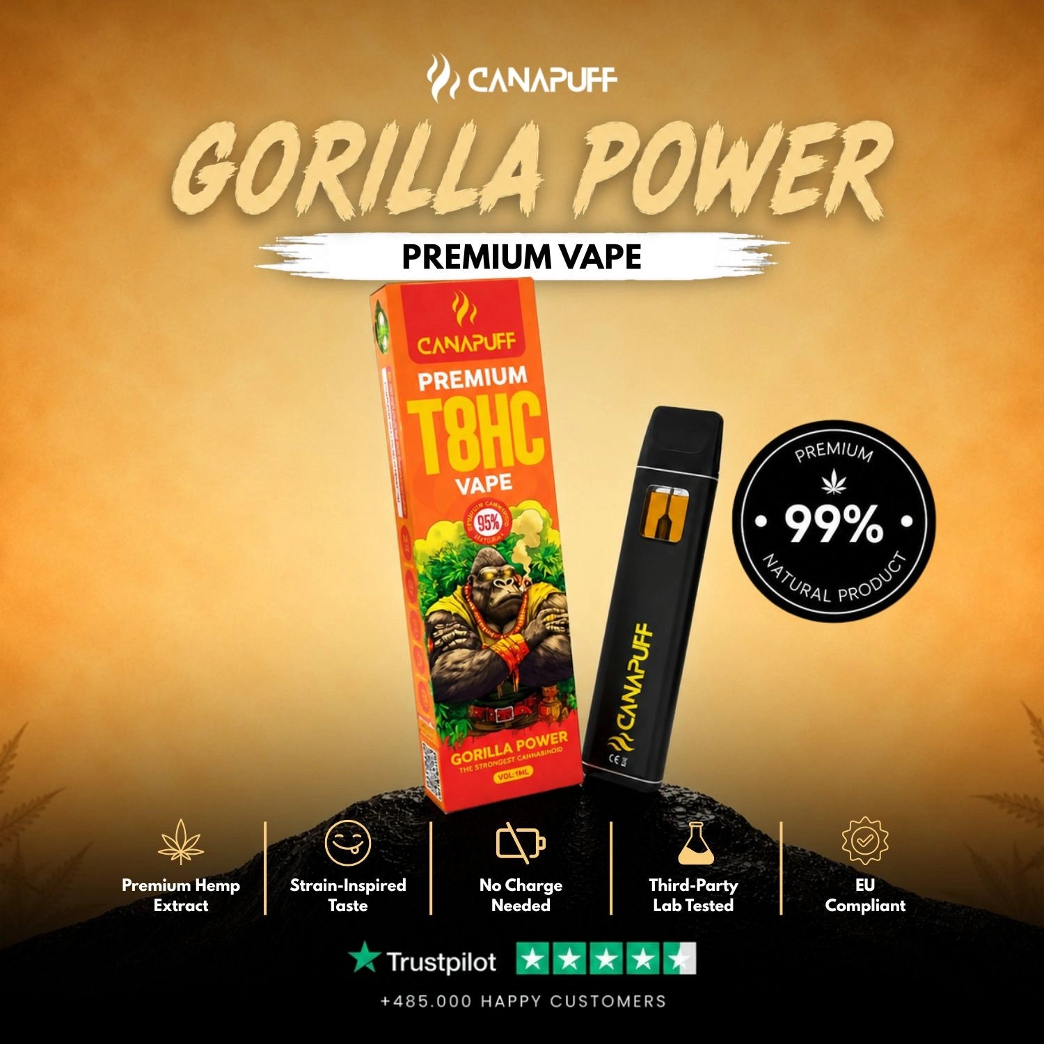 T8HC Vape Gorilla Power 95 % 1 ml