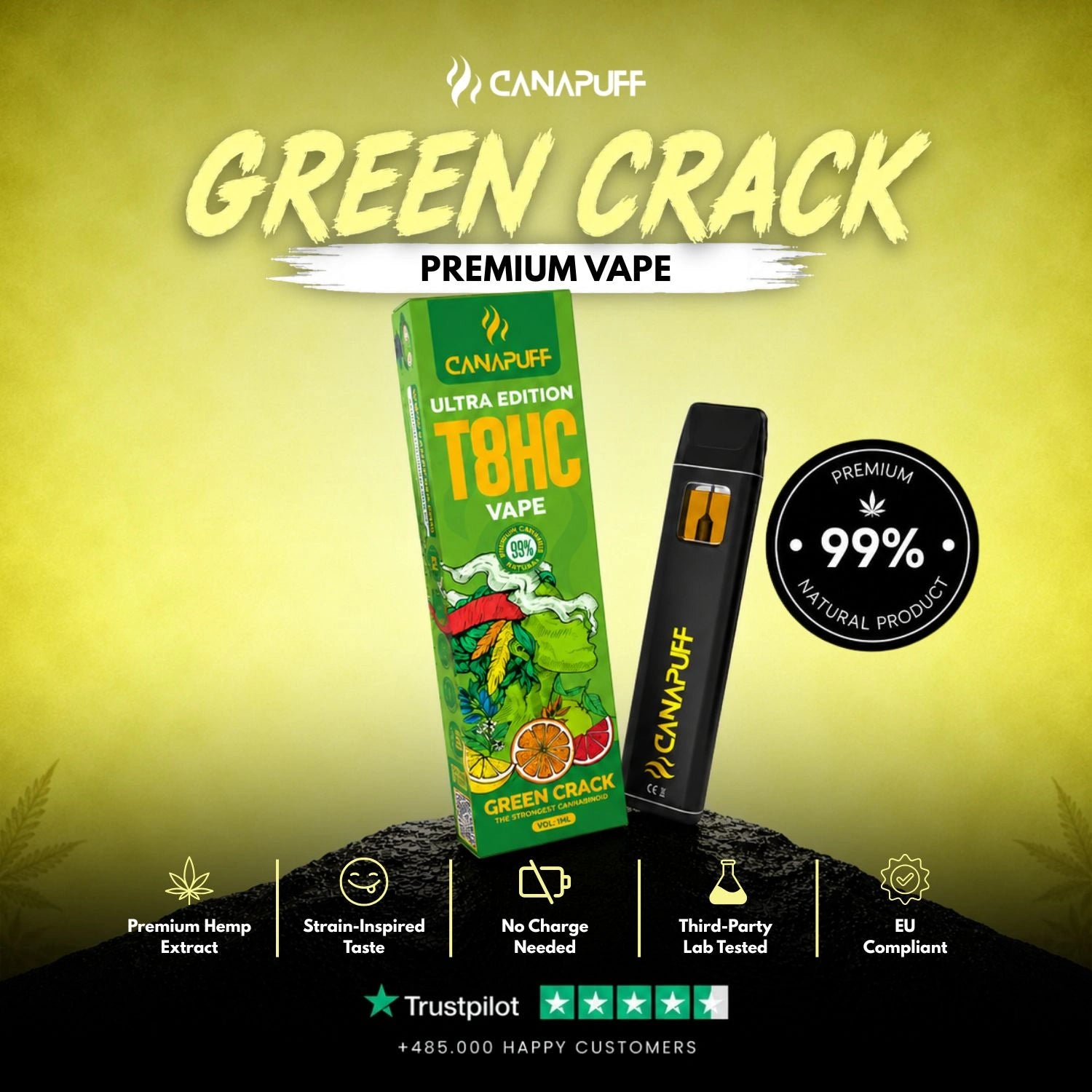T8HC Vape Green Crack Ultra Edition 99% 1ml