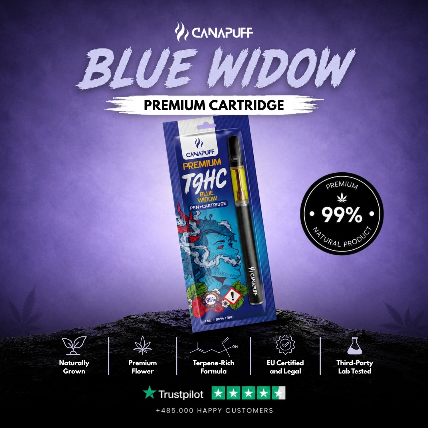 TⳊHC Pen+Cartridge Blue Widow 99%