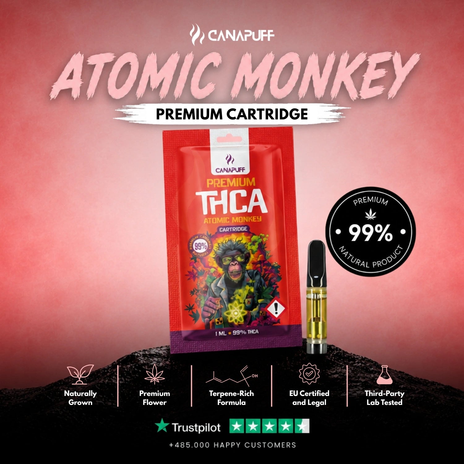 THCA Kartusche Atomic Monkey 99%