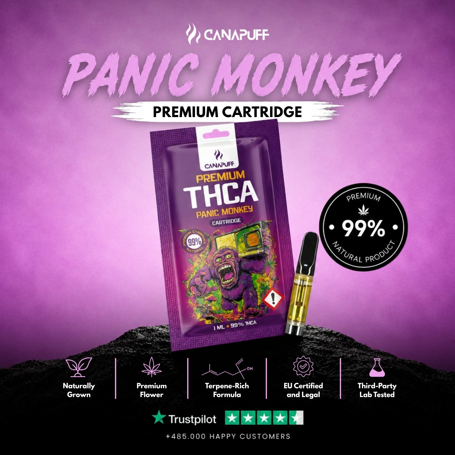 THCA Kartusche Panic Monkey 99%