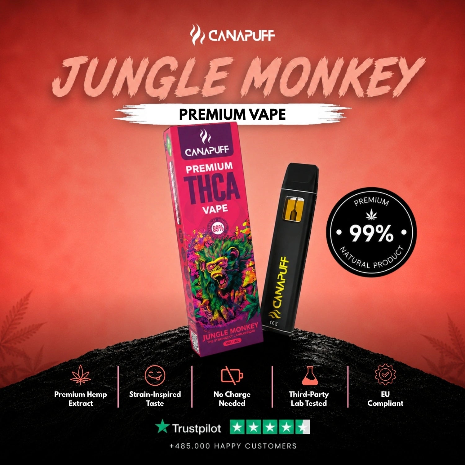 THCA Vape Jungle Monkey 99 % 1 ml