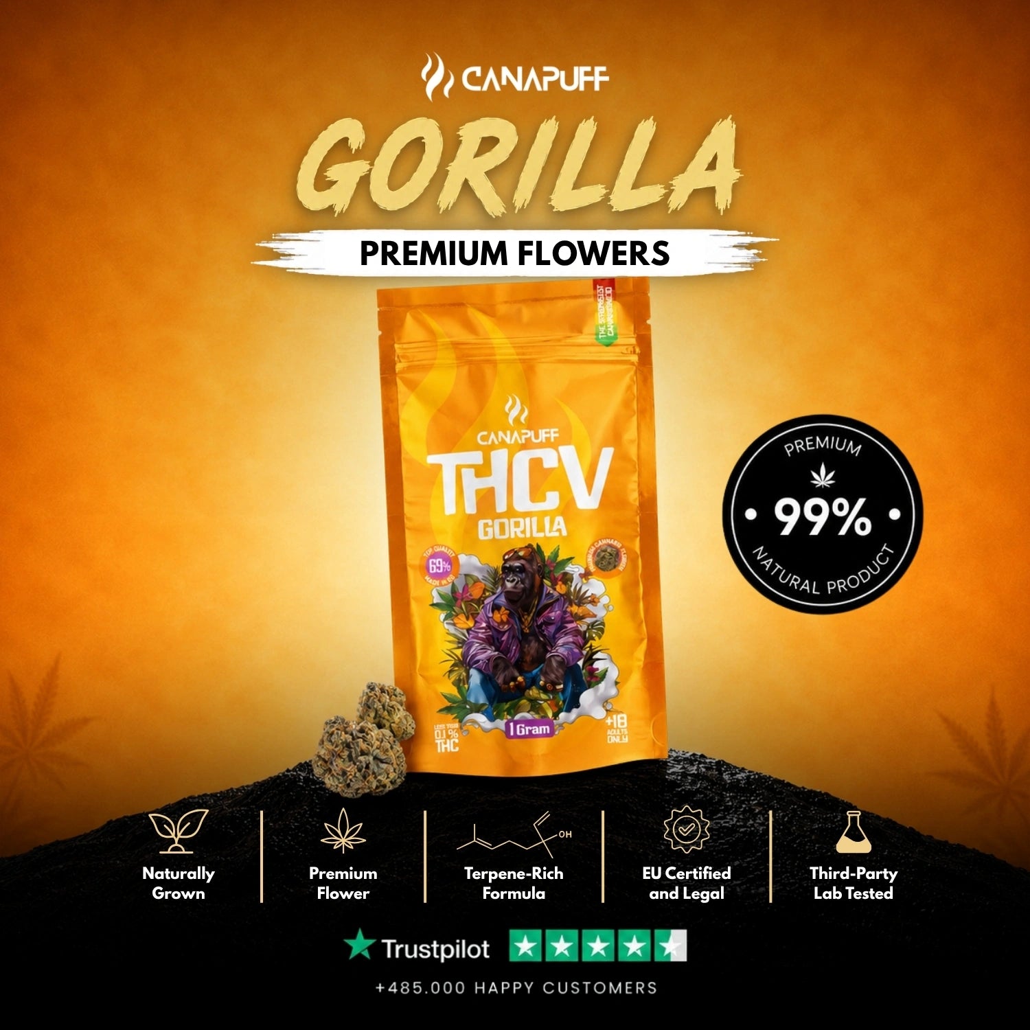 THCv Blüten Gorilla 69%