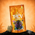 Flores Canapuff THCv Gorilla 69%, bolsa de 1 gramo con envase naranja e ilustración de gorila