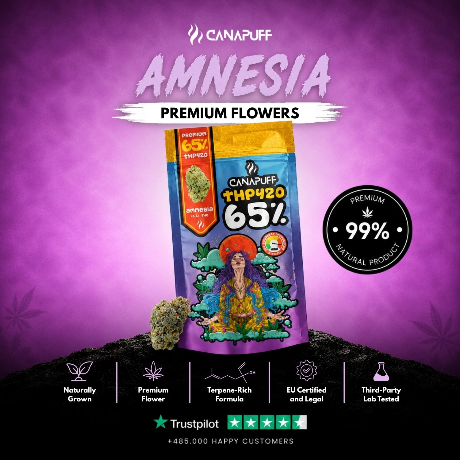 THP420 Blüten Amnesia 65%