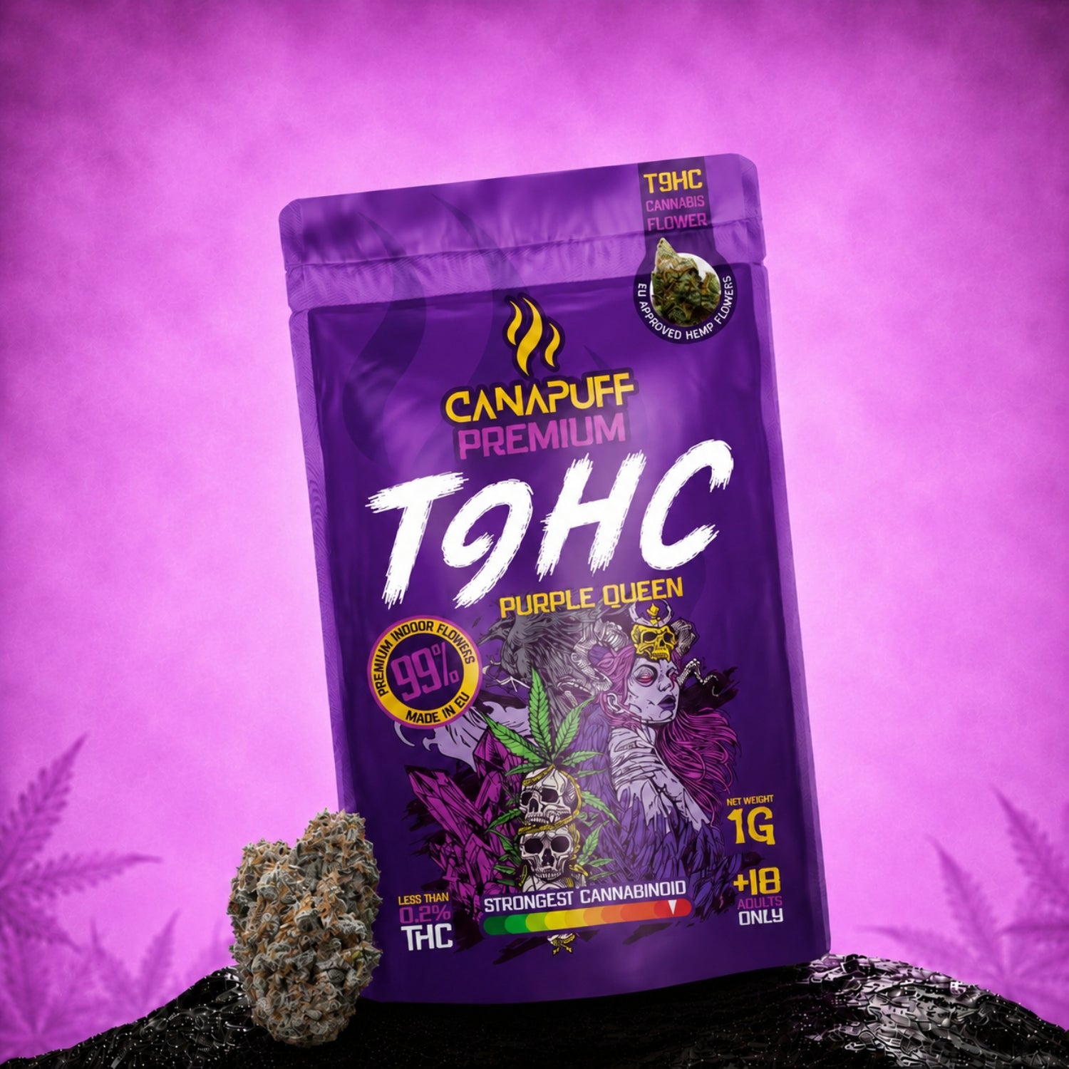 Canapuff TⳊHC Flowers Purple Queen 99%, 1g pouch