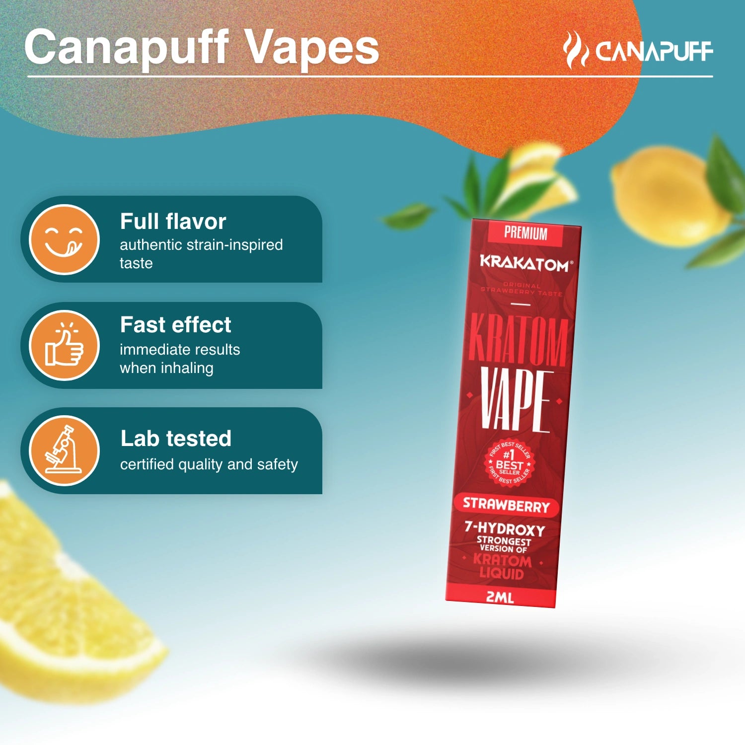 Krakatom - 7-Hydroxy Kratom Vape - Strawberry