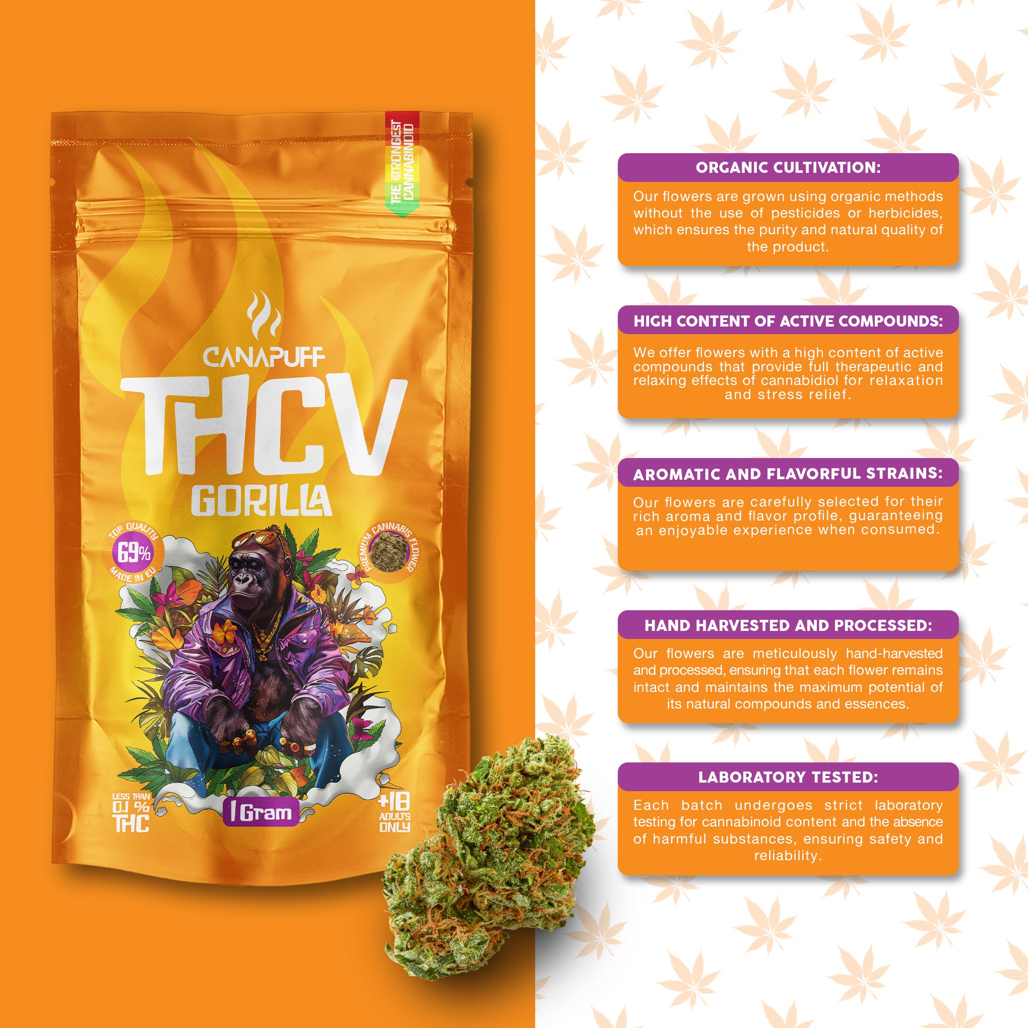 Canapuff - Gorilla 69% - THCv Blüten