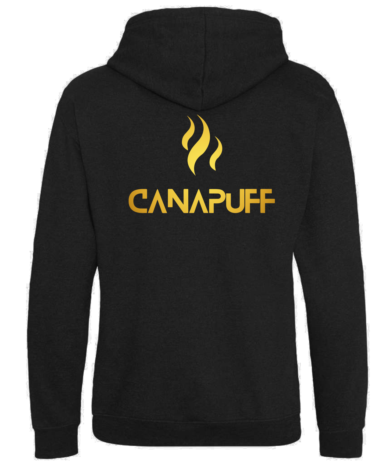 Green hoodie with yellow Canapuff logo front