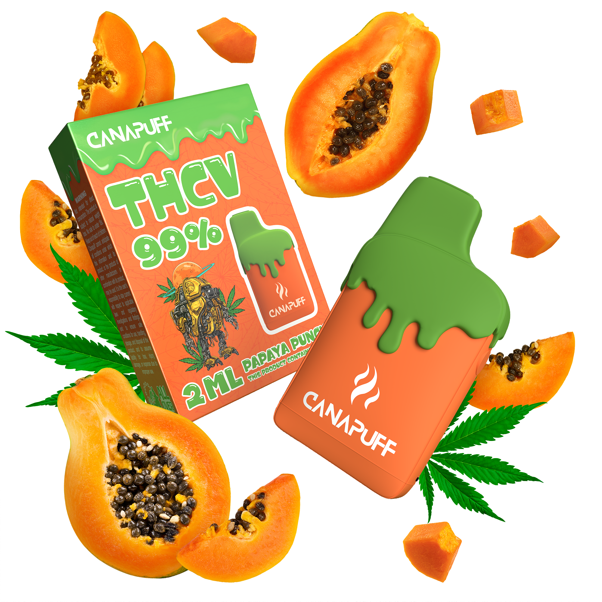 Papaya Punch 99% THCv - Canapuff - Einmalige Verwendung - 2ml