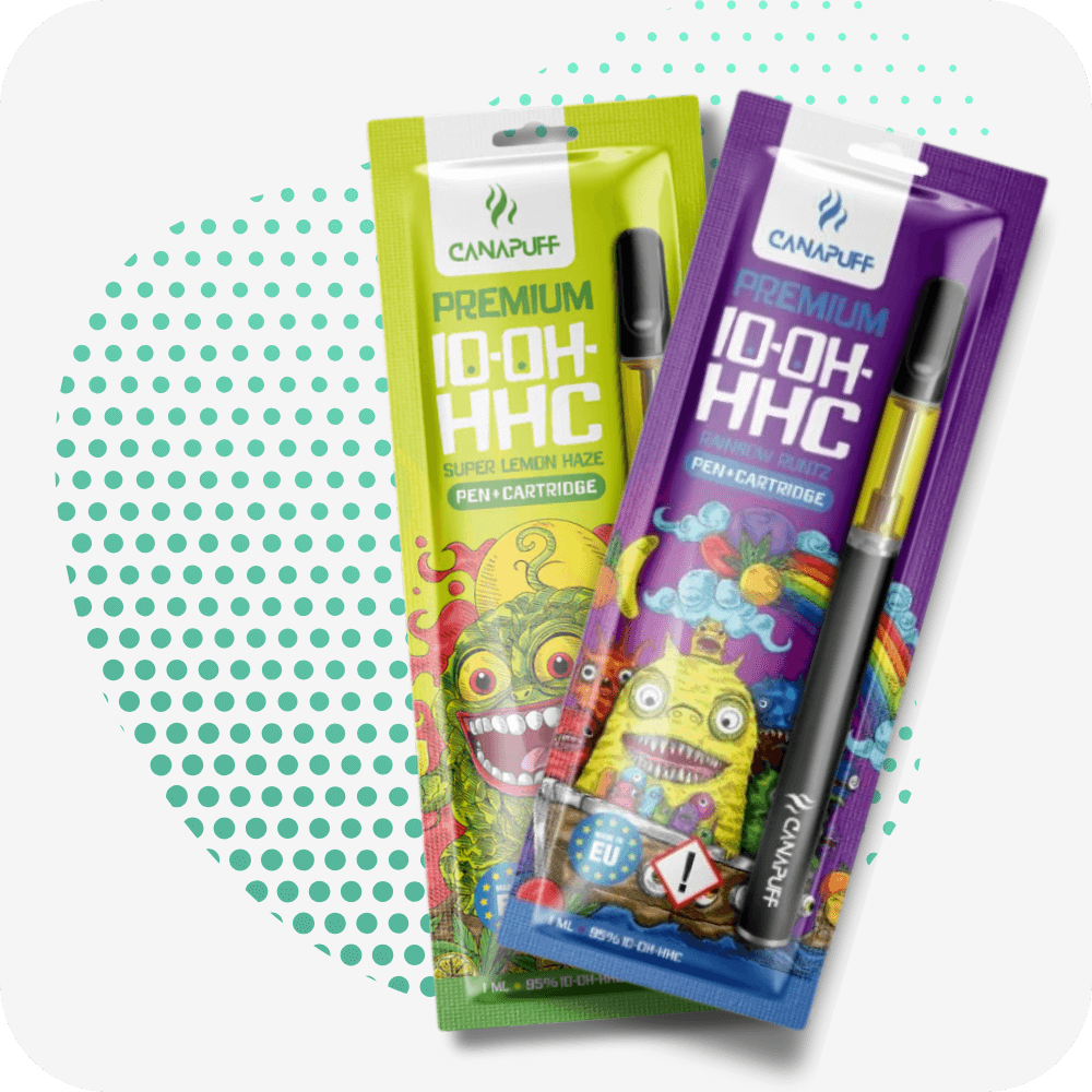 Canapuff 10-OH-HHC vapes Super Lemon Haze and Rainbow Runtz