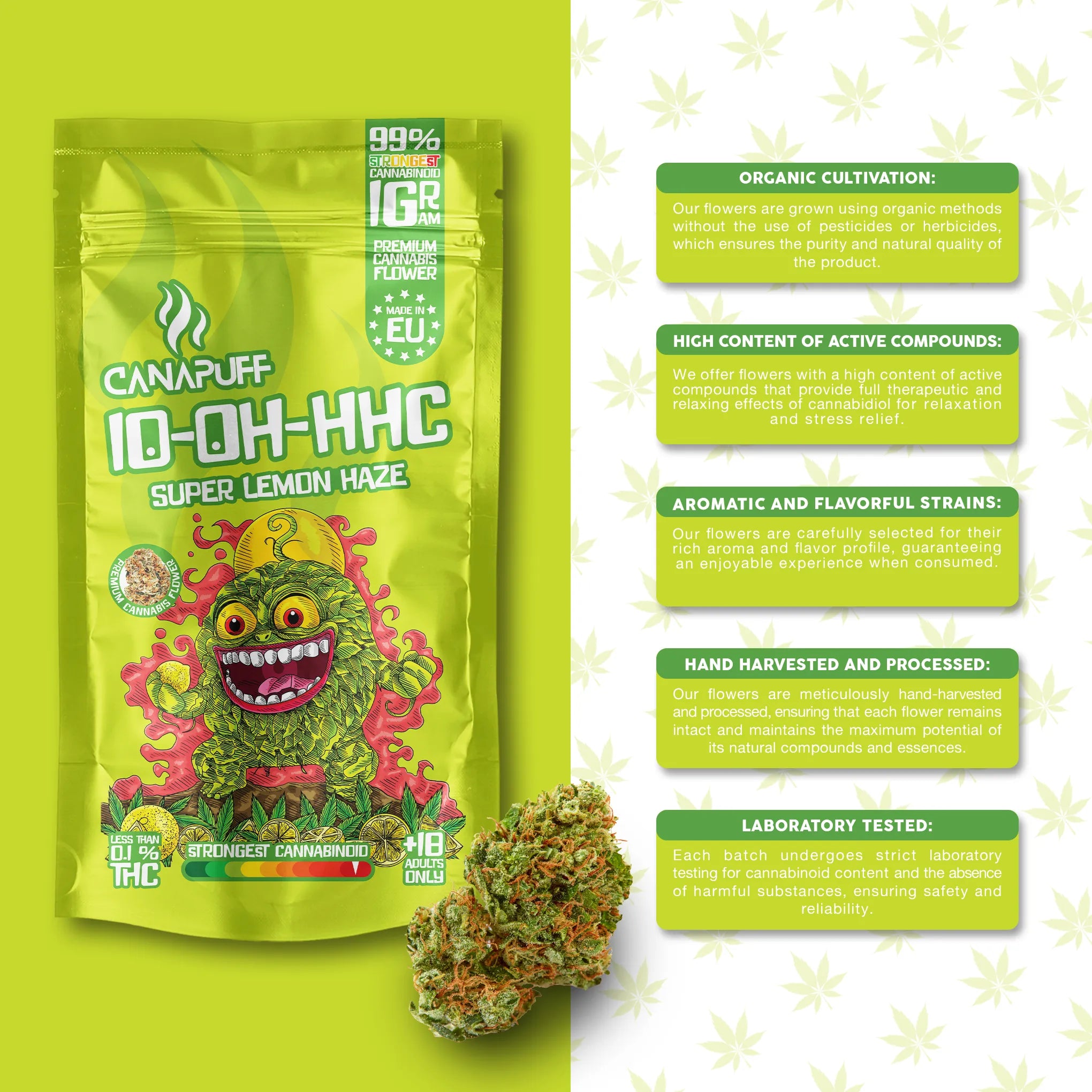 Canapuff - Super Lemon Haze 99% - 10-OH-HHC Blüten-Canapuff